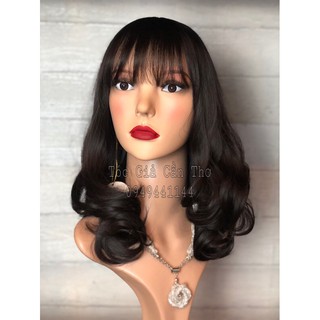 TÓC BỘ XOĂN LỌN 45cm nâu đen