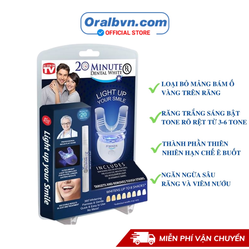 Bộ Kit Làm Trắng Răng Smilee 20 Minute không ê buốt, tẩy trắng răng nhanh chỉ với 20 phút mỗi ngày an toàn cho sức khỏe