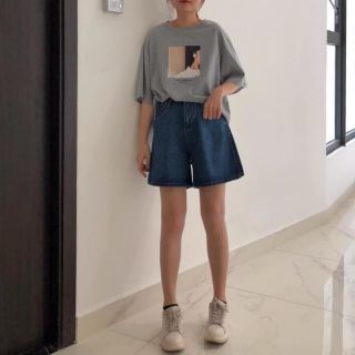 Quần short jean trơn