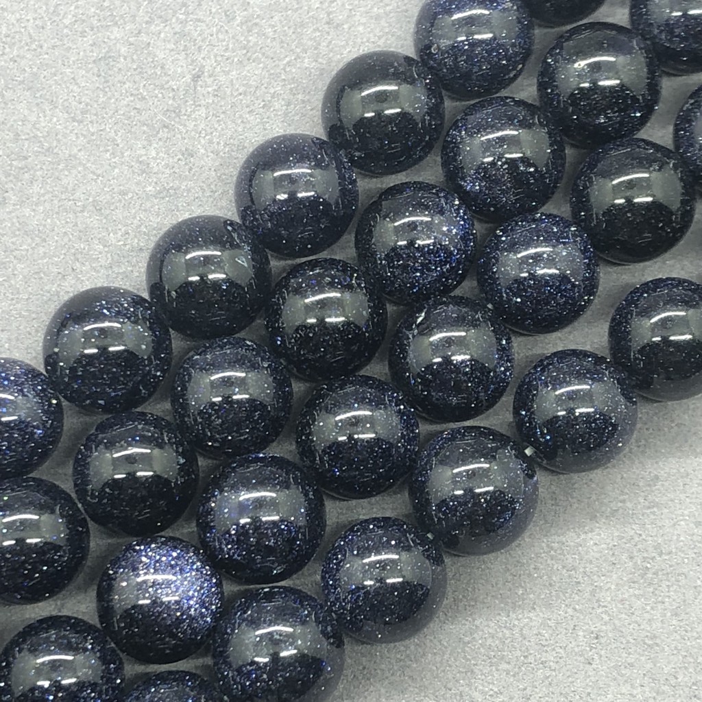 Chuỗi hạt cườm đá xanh lam hình tròn tự nhiên 4-12MM chuyên dụng làm trang sức DIY