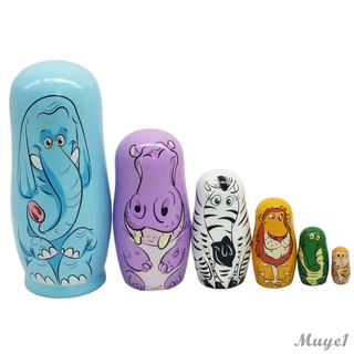 Bộ 6 búp bê nga matryoshka bằng gỗ hình động vật