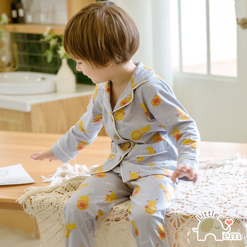 Bộ đồ bé trai dài tay Cotton _ Pijama Sư tử