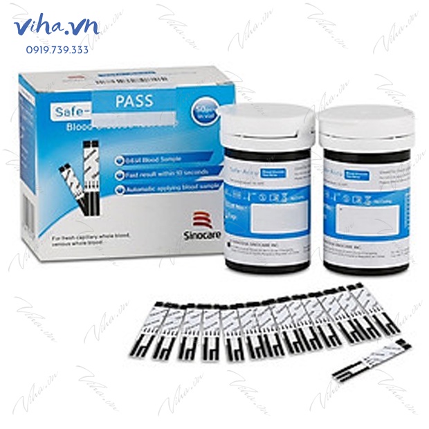 Que Thử Đường Huyết Sinocare Safe Accu Hộp 50 Que + 50 Kim Lấy Máu