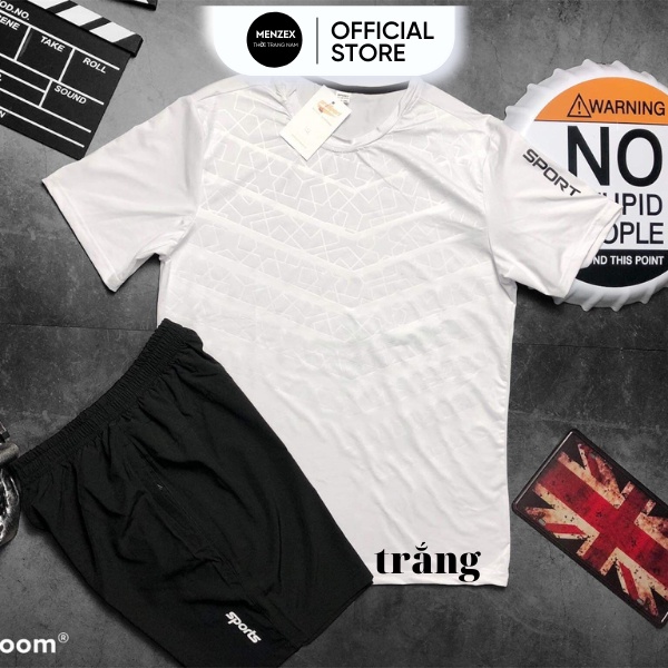 Bộ Thể Thao Nam Đẹp Áo Thun Ngắn Tay Không Cổ , Đồ Bộ Nam Hè SPORT