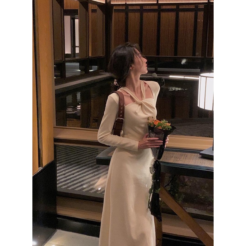 COZOK Đầm tay dài kiểu dáng đơn giản hợp thời trang