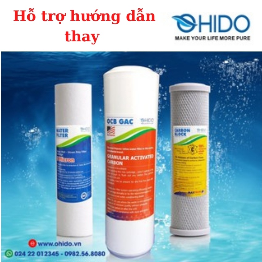 Bộ 3 lõi lọc thô 1 2 3 của Máy lọc nước ro OHIDO [Hàng chính hãng OHIDO]