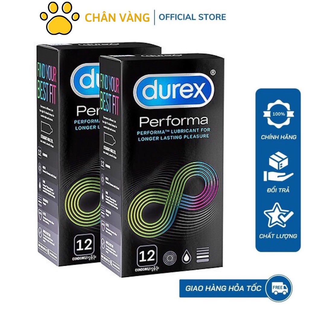 Combo 1 cặp bao cao su Durex Performa và Invisible, bcs chính hãng siêu mỏng