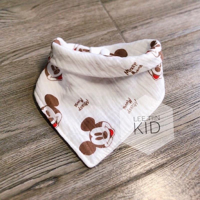 Yếm tam giác xô muslin 4 lơp hình gấu, thỏ siêu xinh cho bé trai, bé gái