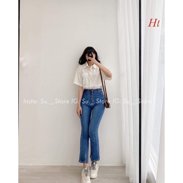 Áo sơ mi cộc tay túi chữ kí HT12