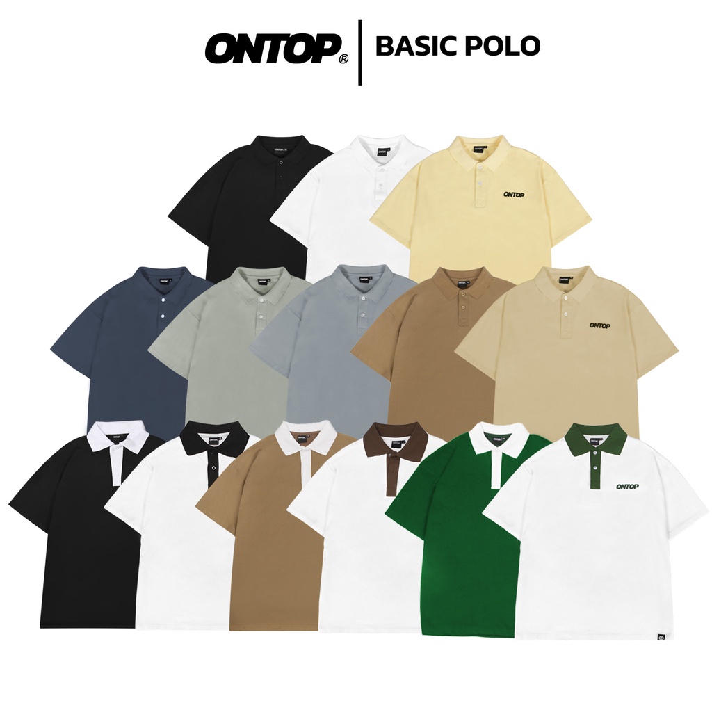 Áo polo form rộng nam nữ basic local brand ONTOP vải cá sấu cotton co giãn 14 màu