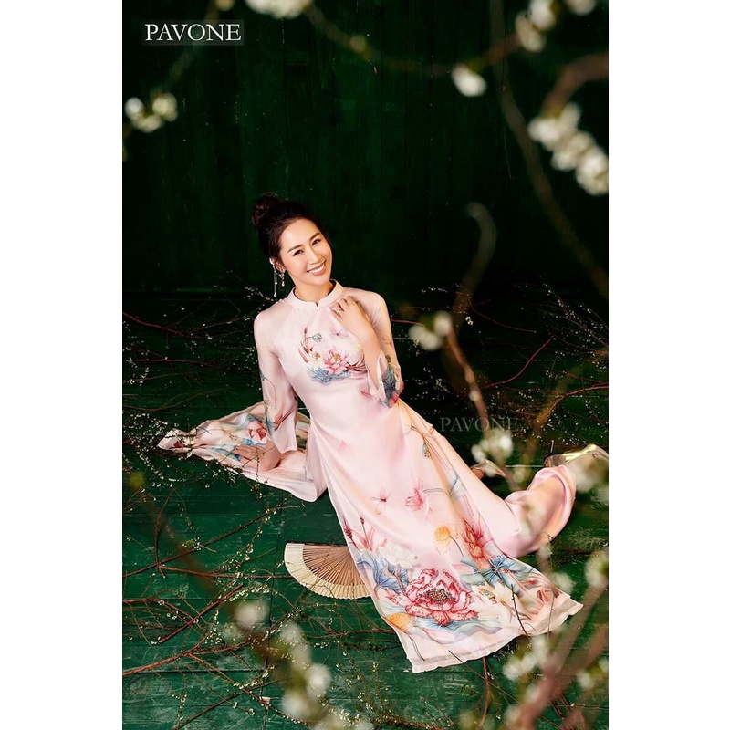 Áo dài cách tân 4 tà Hoa sen ⚡️Hàng Cao Cấp⚡️ tơ óng tiểu thư - Tây Phương