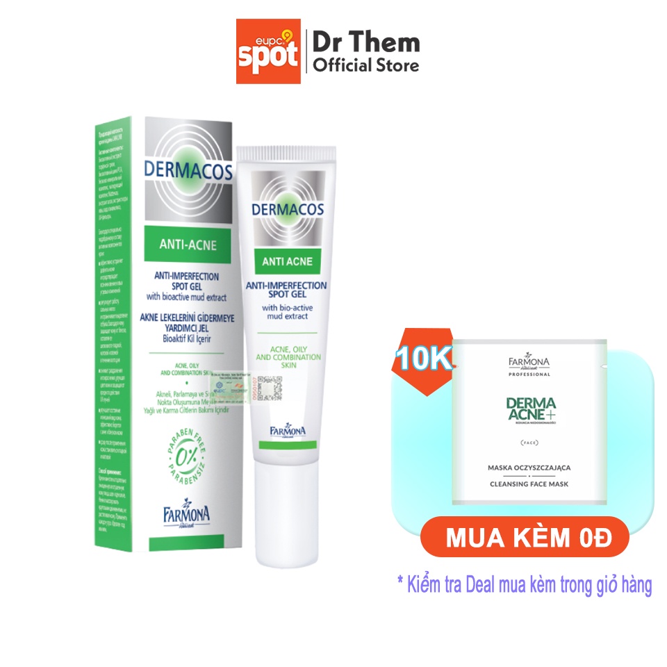 Gel Chấm Mụn Trứng Cá Farmona Dermacos Anti-Acne Anti-imperfection Spot Gel 15ml | BigBuy360 - bigbuy360.vn