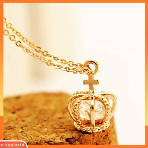 Vòng cổ hợp kim mặt hình vương miện đính đá xinh xắn cho nữ