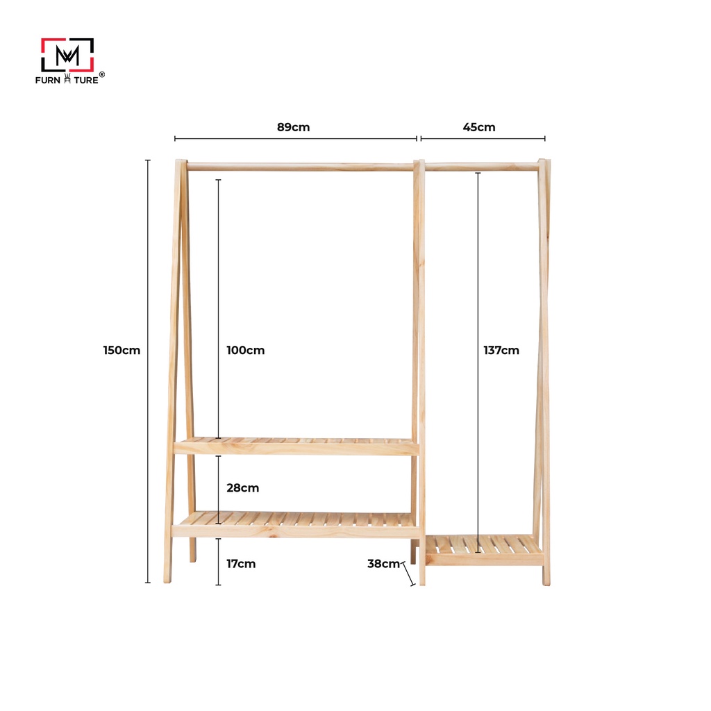 Nowship - Giá treo quần áo đôi lắp ráp Hàn Quốc nhiều màu - thương hiệu MW FURNITURE - Nội thất căn hộ