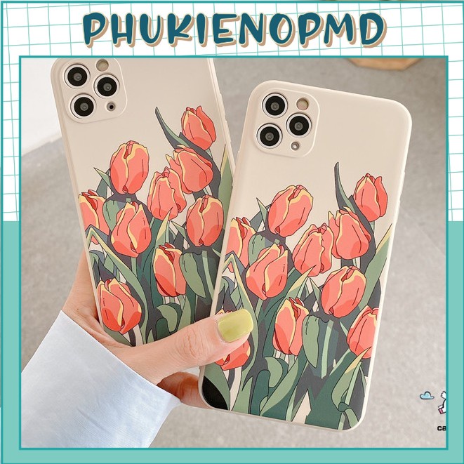 Ốp lưng IPhone vuông hoa hoa tulip 6/6s/6plus/6splus/7/8/7plus/8plus/x/xs/xs max/11/11pro max/12/13/pro max l5