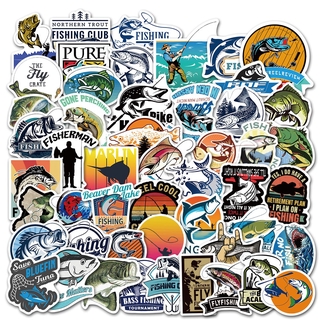 Set Of 50 Creative Fishing Logo Stickers Decorative Stickers