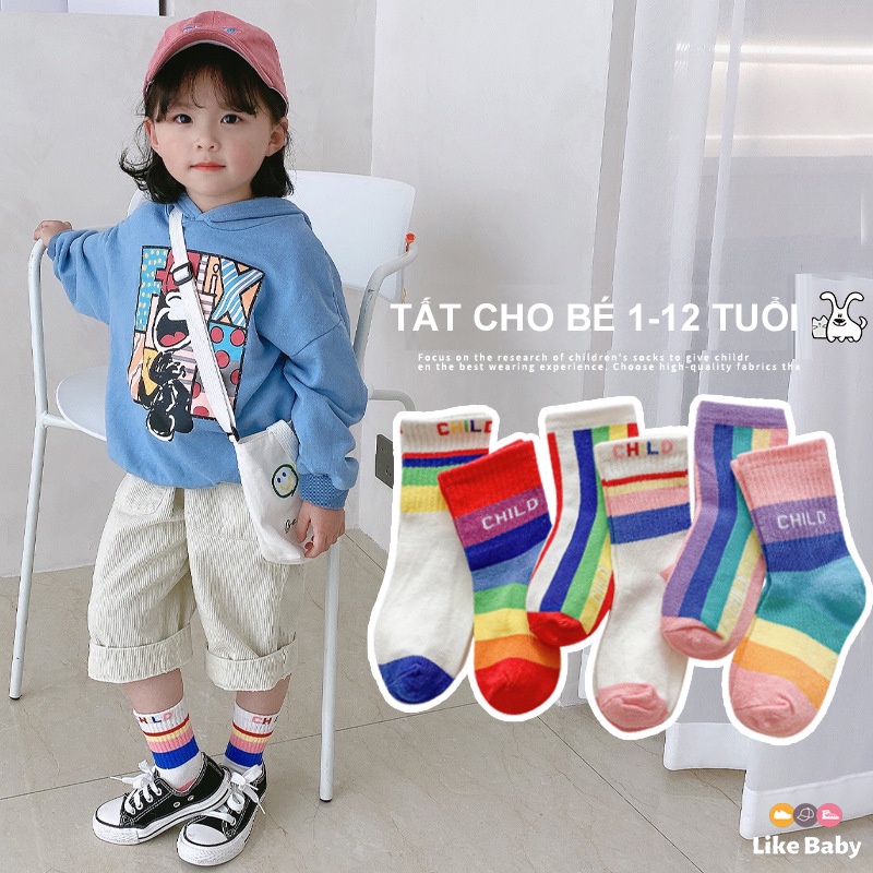 Tất Trẻ Em Set 3 Đôi Tất Cho Bé Trai Bé Gái 1-13 Tuổi Xuất Nhật Siêu Mềm Mịn PK103