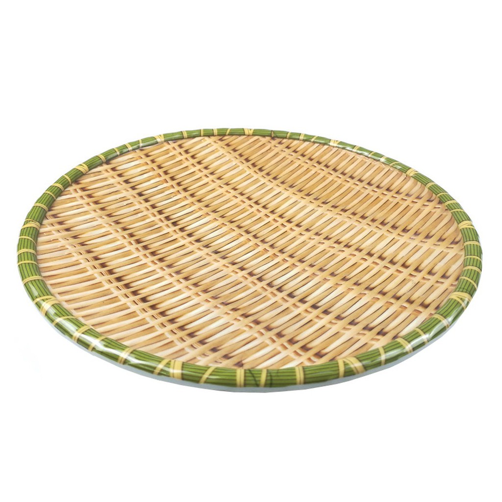 Đĩa nhựa giả mây tre đan [HÀNG DÀY]  phíp giả mây mẹt tre tròn cao cấp đủ size có chân đế để hoa quả bún mẹt
