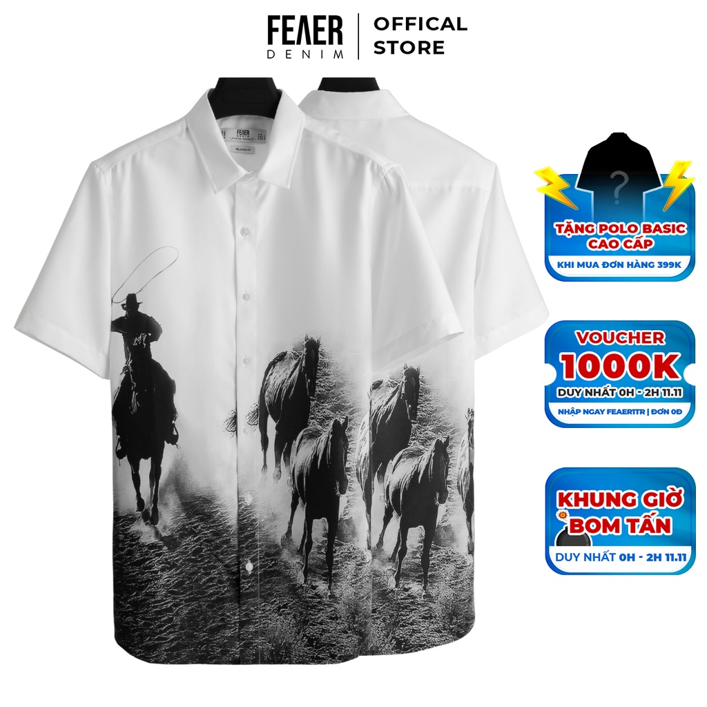 Áo sơ mi nam họa tiết FEAER DENIM chất lụa thoáng mát bền bỉ COWBOY