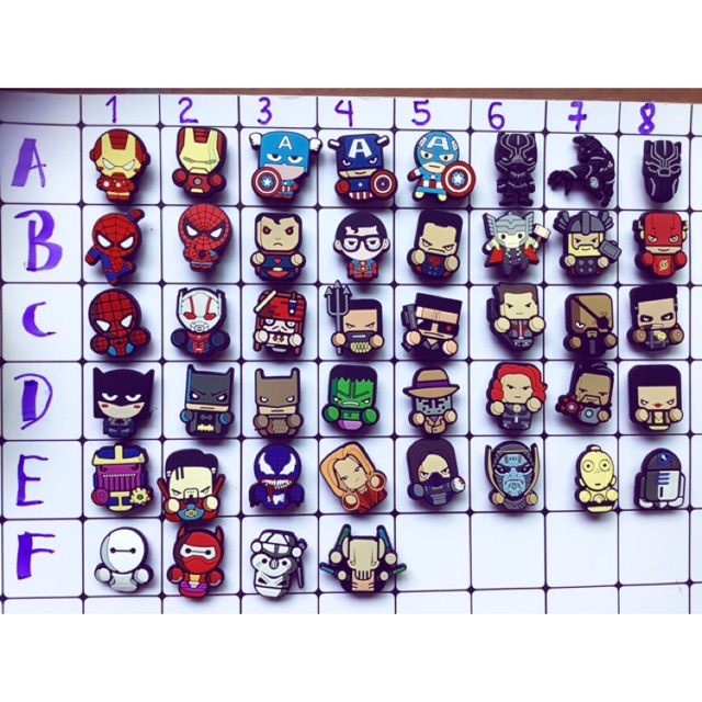 Jibbitz, Sticker siêu anh hùng gắn dép