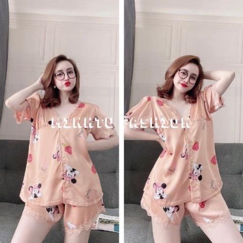 Đồ Bộ Nữ, Đồ Ngủ Mặc Nhà Nữ Áo Tay Ngắn Quần Cộc Phối Ren Trang Trí Chất Lụa Satin Mềm Mịn, Lạ Mắt Sang Chảnh. | BigBuy360 - bigbuy360.vn