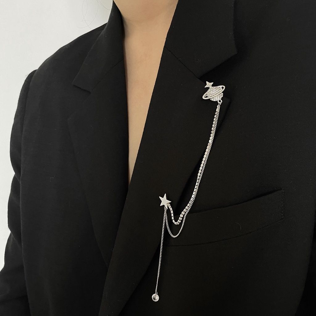 Ghim cài áo hình ngôi sao đính hạt đá thời trang