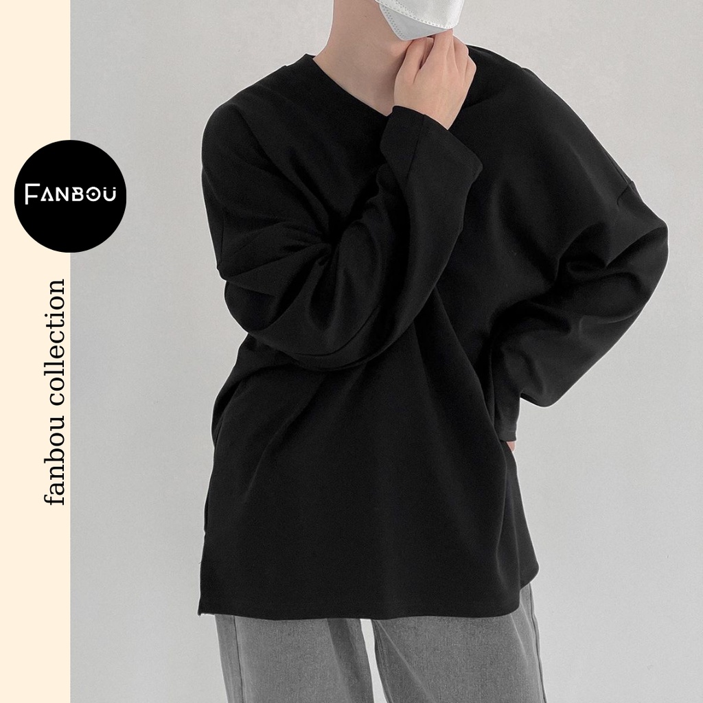 Áo thun cotton nam cổ xẻ tim tay dài | BigBuy360 - bigbuy360.vn