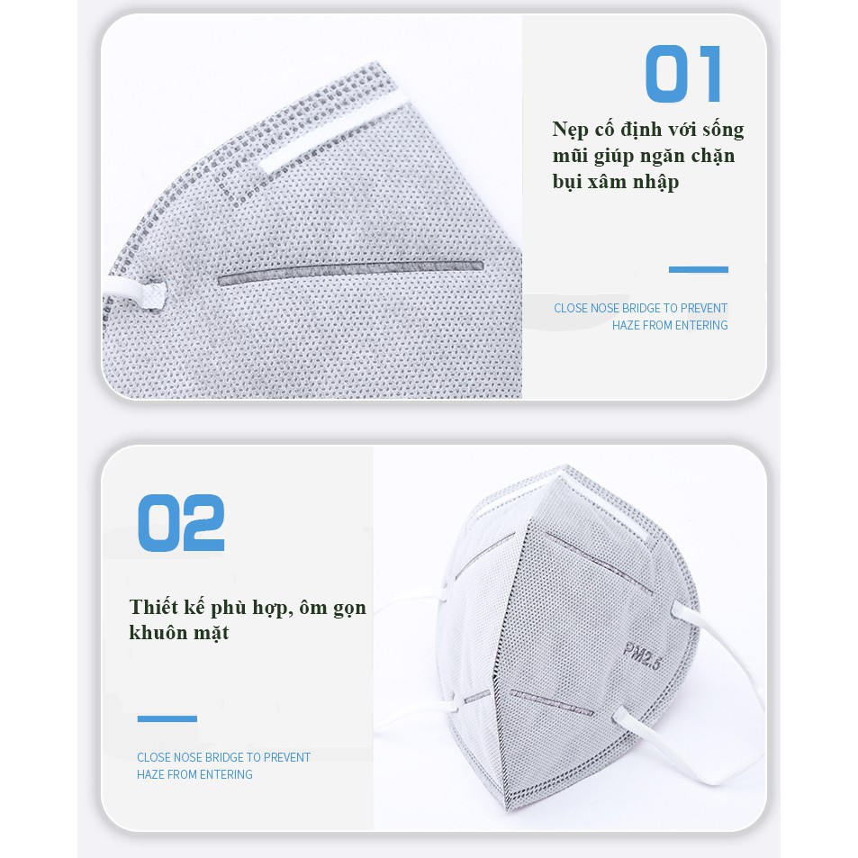 Khẩu trang than hoạt tính thiết kế 6 lớp lọc bụi pm2.5 | BigBuy360 - bigbuy360.vn