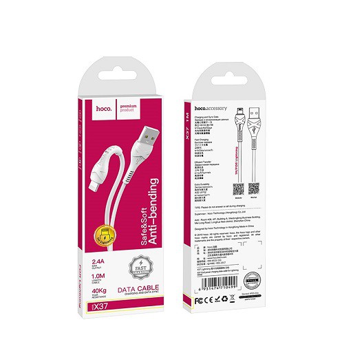 Cáp Sạc Hoco X37 cho 7/8/11/12pro max Điện áp DC 5V-2.4A Cho iPhone/iPad Dài 1M