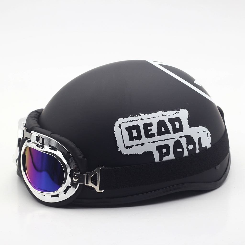 Mũ bảo hiểm nửa đầu Deadpool chữ trắng - Mũ 1/2 cute, Thế Giới Mũ Bảo Hiểm