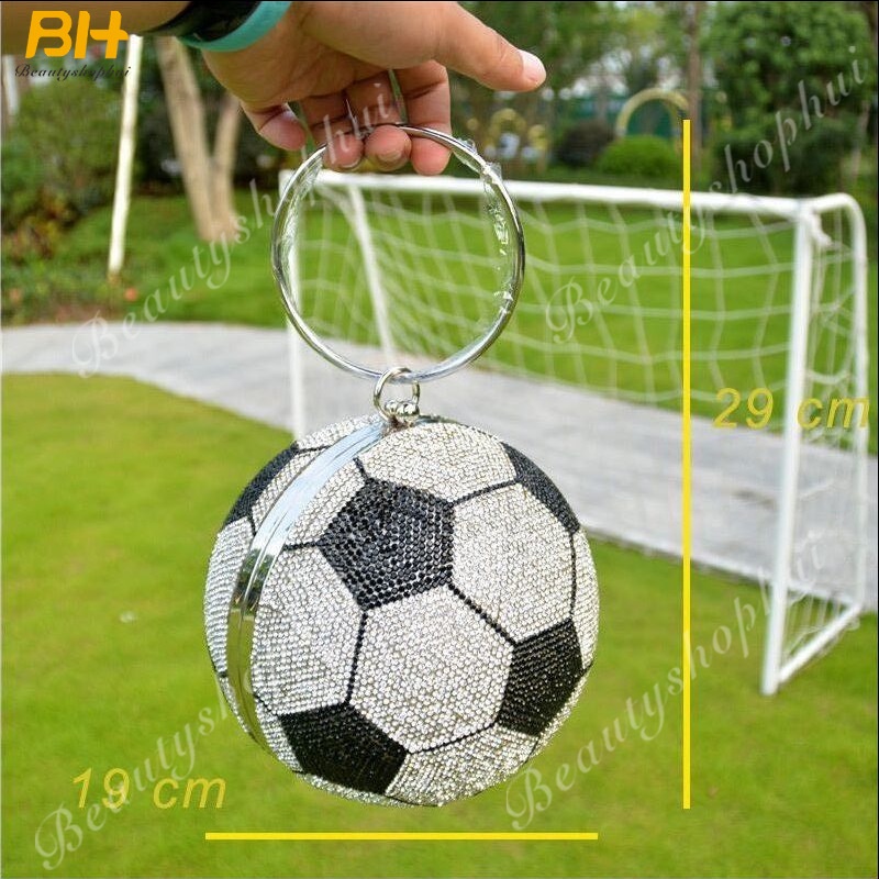 Túi Xách Nhựa Đính Đá Hình Quả Bóng Phối Dây Xích Thời Trang Cho Nữ