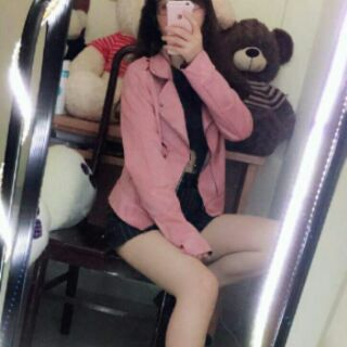 Khoác da lộn chi tiết khoá