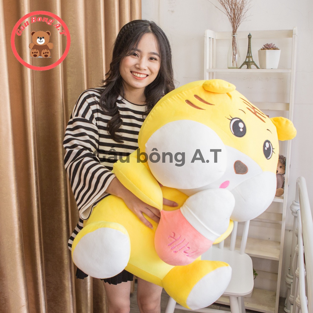 Gấu Bông Hổ Ôm Bình Sữa, Hổ bú bình, thú nhồi bông siêu cute siêu hot hit hàng mềm mại cao cấp size 85cm