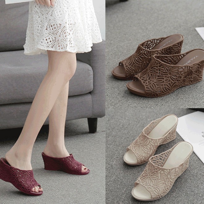 Dép nhựa đế xuồng chống trượt thời trang đơn giản thoải mái cho nữ