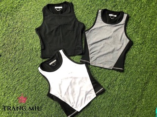 Áo croptop phối lưới lưng nữ