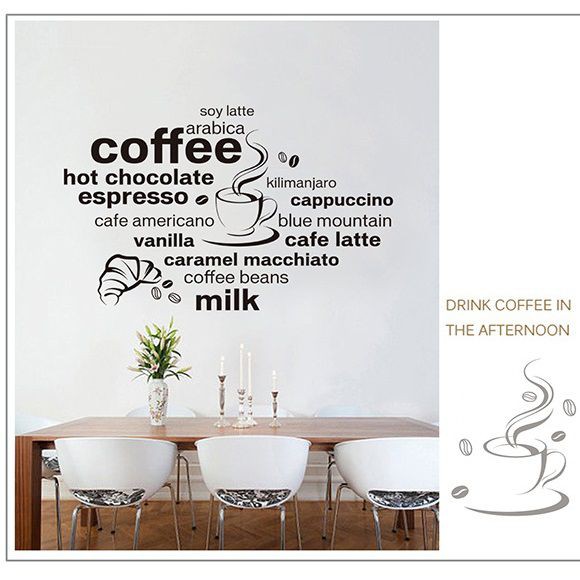 Decal dán tường trang trí quán cafe, coffee - tách cà phê AmyShop