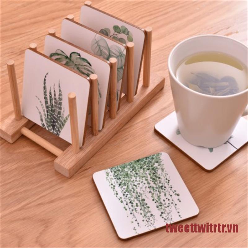 TRTR Plant Printing Ceramics Cup Pad Non-Slip Heated Mat Coffee Tea Drink Mat