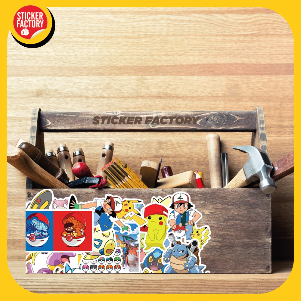 Pokemon - set 100 sticker decal hình dán dễ thương Sticker Factory trang trí nón bảo hiểm , laptop, xe máy, ô tô
