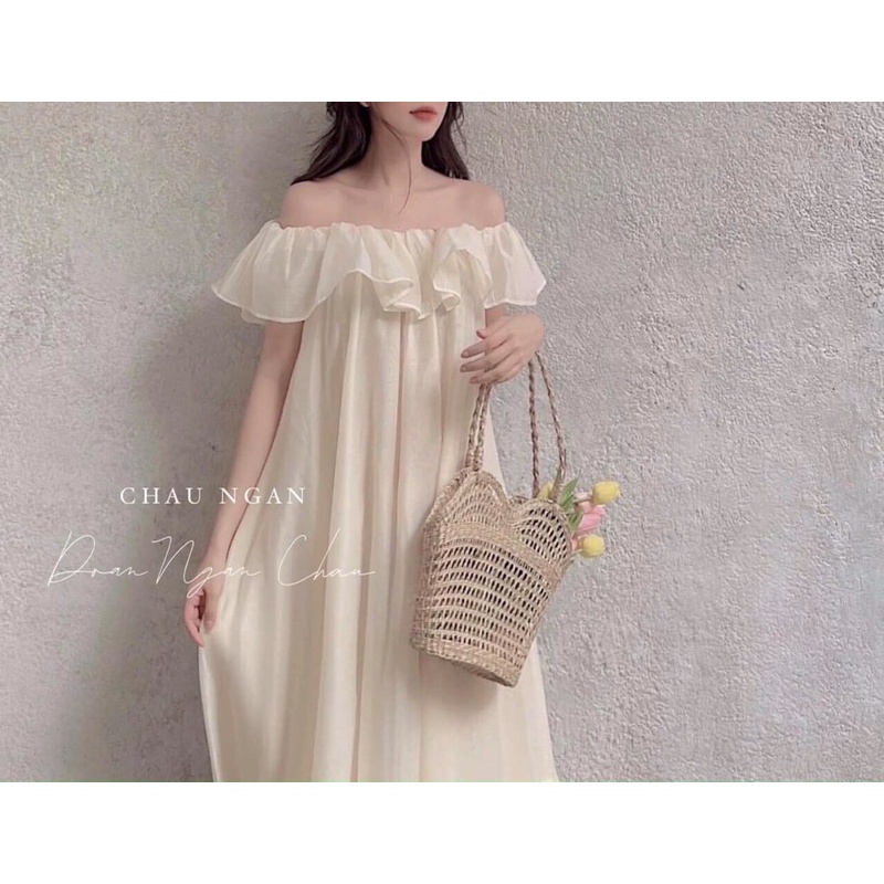 Đầm Bẹt Vai Maxi Freesize, Màu Nude MayStore