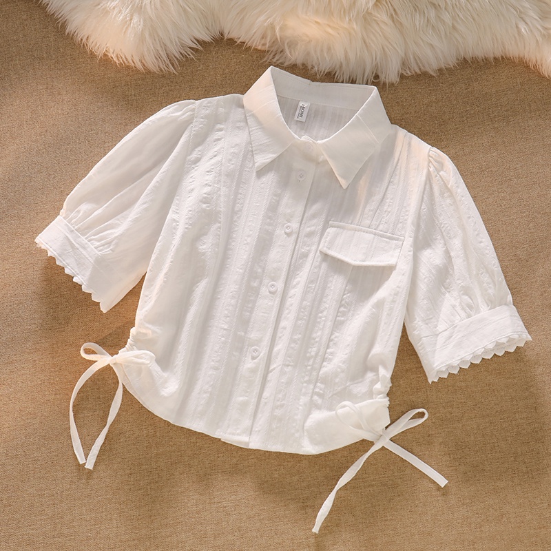 NUZIRO  Áo sơ mi trắng  tay ngắn thời trang cho nữ