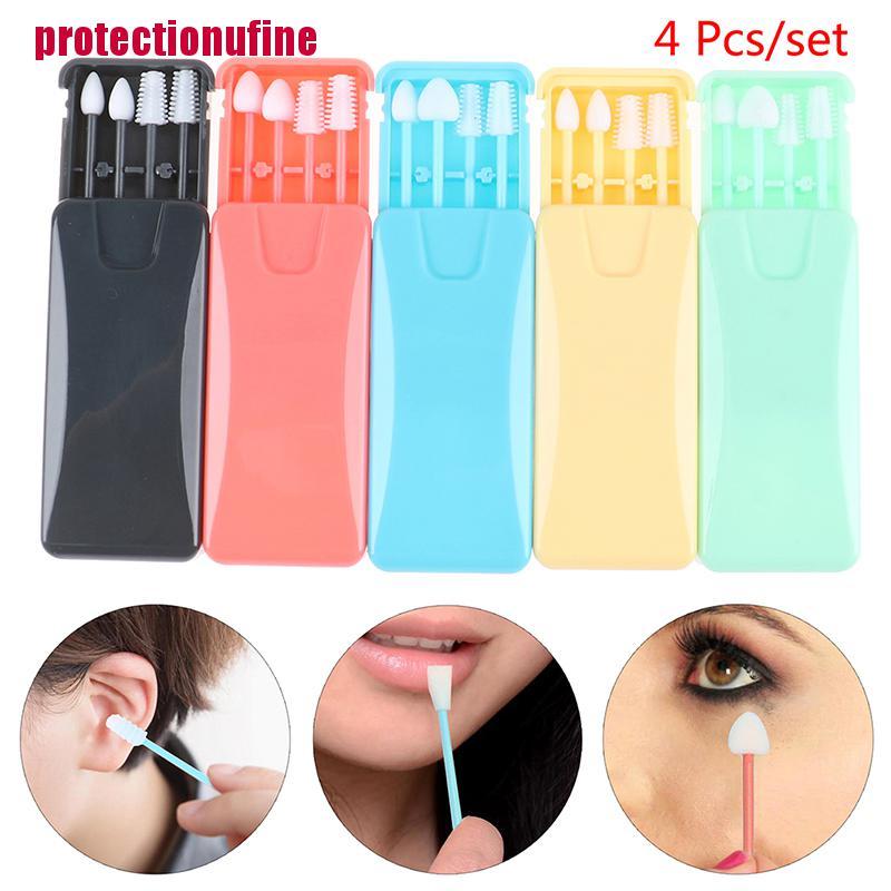 (Hàng Mới Về) Set 4 Que Lấy Ráy Tai Bằng Silicone Tái Sử Dụng Tiện Lợi