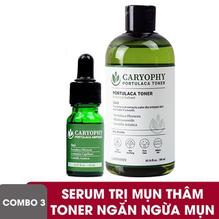 Combo Serum + Toner Trị mụn làm sạch da mặt cho da dầu nhờn cùng Caryophy