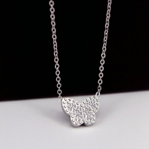 Dây Chuyền Titan Ko Đen Hình Bướm Đính Đá Nhân Tạo Nhỏ Xinh TT 2799