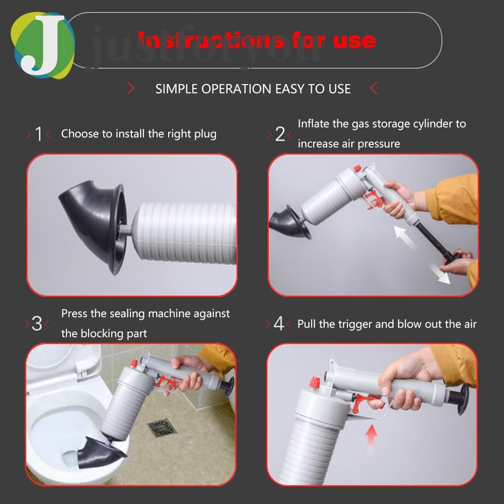 Justforyou2 Toilet Dredge Plug Air Power Pump Bathroom Drain Cleaner Sink Pipe Plunger