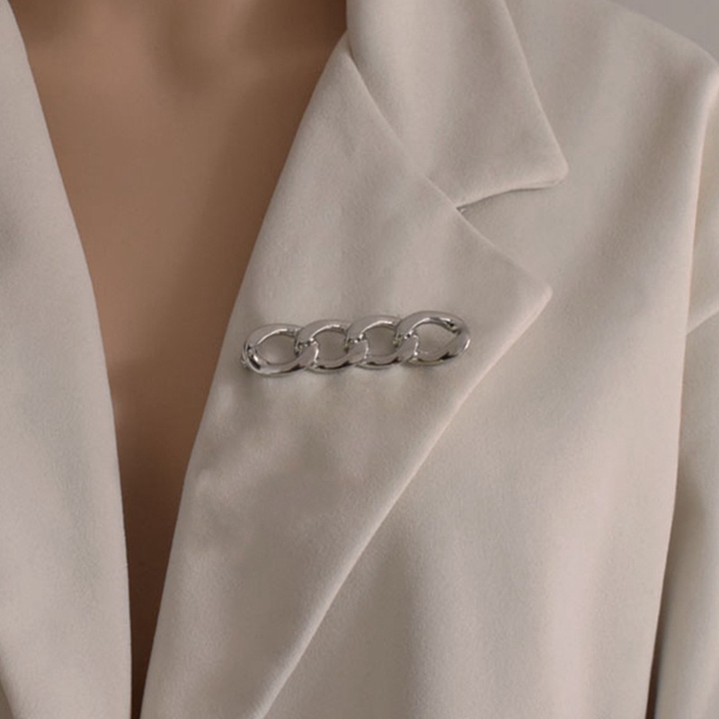 Ghim Cài Áo Dạng Chuỗi Xích Dày Màu Vàng / Bạc Sáng Tạo Phù Hợp Làm Quà Cho Bạn Bè