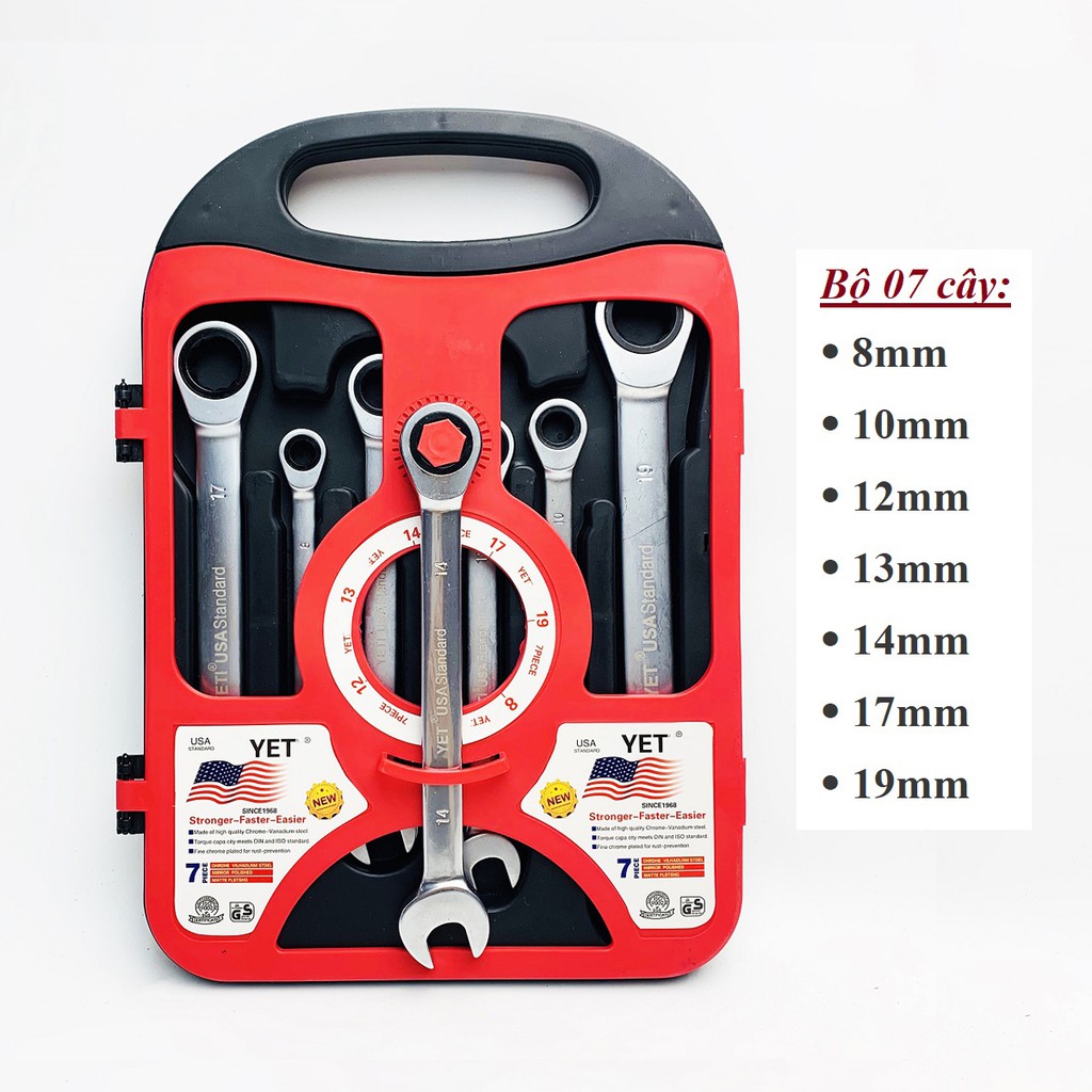 Bộ cờ lê vòng miệng tự động 7 chi tiết 8-19mm