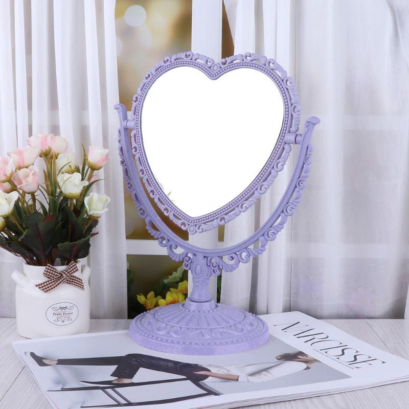 Gương Trang Điểm 2 Tầng Hình Trái Tim Có Giá Đỡ Xoay Được YOUYO