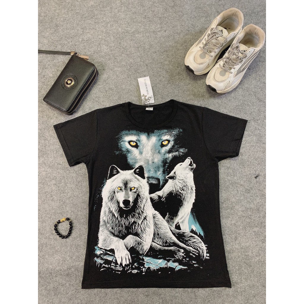 (Tặng 1 vòng Phong Thủy Tỳ Hưu) Áo Phông Nam In Hình 3D Sói Trắng Chất Thun Mát Mẻ - AP03 -Shop Hằng Mai | BigBuy360 - bigbuy360.vn