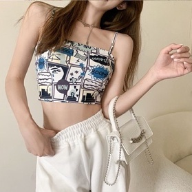 Áo hai dây ZHELIHANGFEI in họa tiết quyến rũ cho nữ