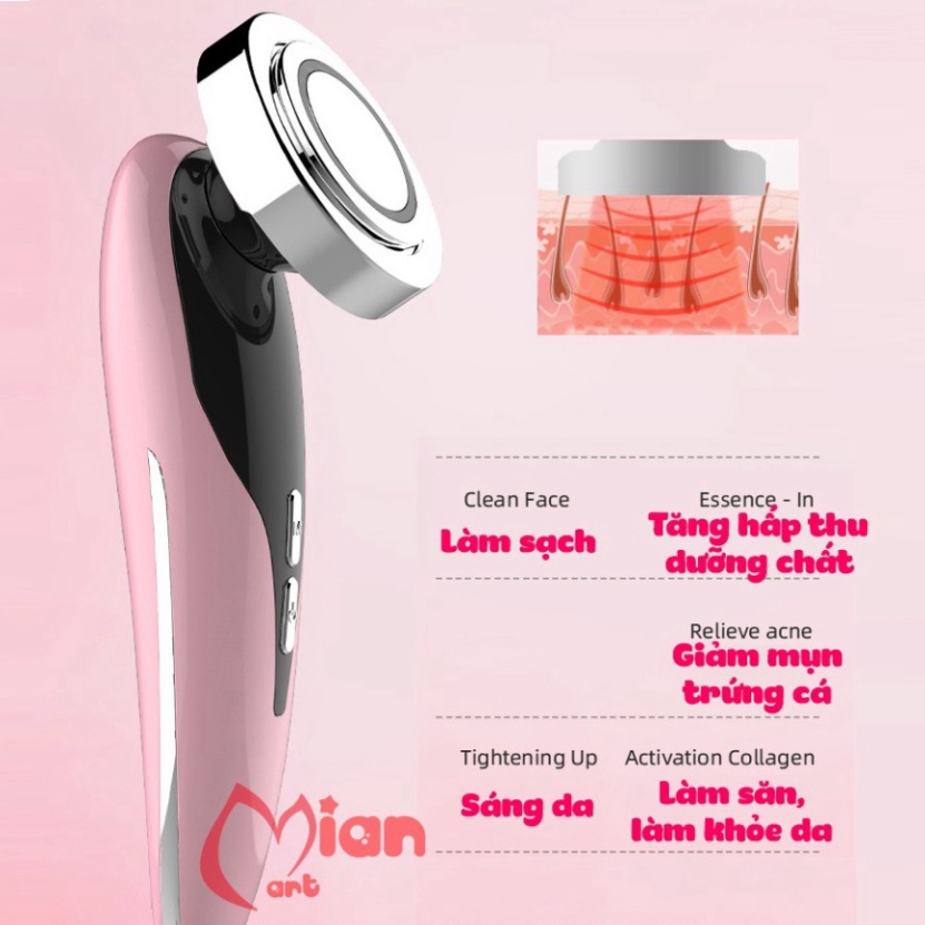 Máy massage mặt cầm tay - Dụng cụ mát xa mặt nâng cơ đẩy dưỡng chất, chăm sóc da mềm mịn trắng hồng tự nhiên